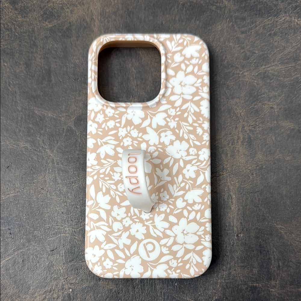 Loopy Case Tan and White Floral Phone Case